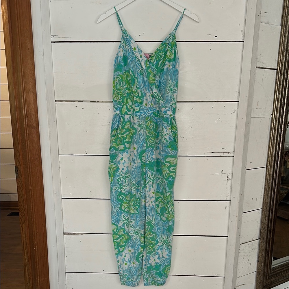 Lilly Pulitzer Melba Lagoon Green Jumpsuit